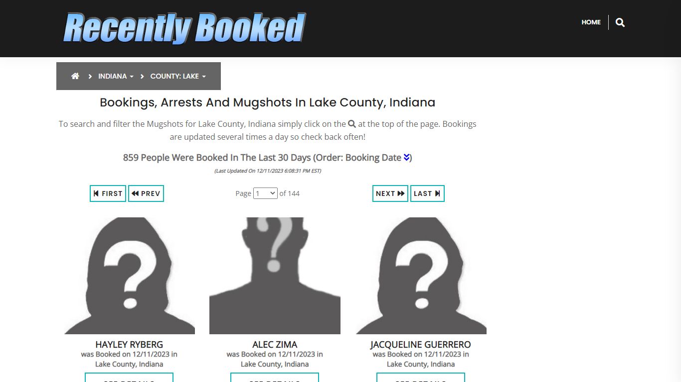 Recent bookings, Arrests, Mugshots in Lake County, Indiana